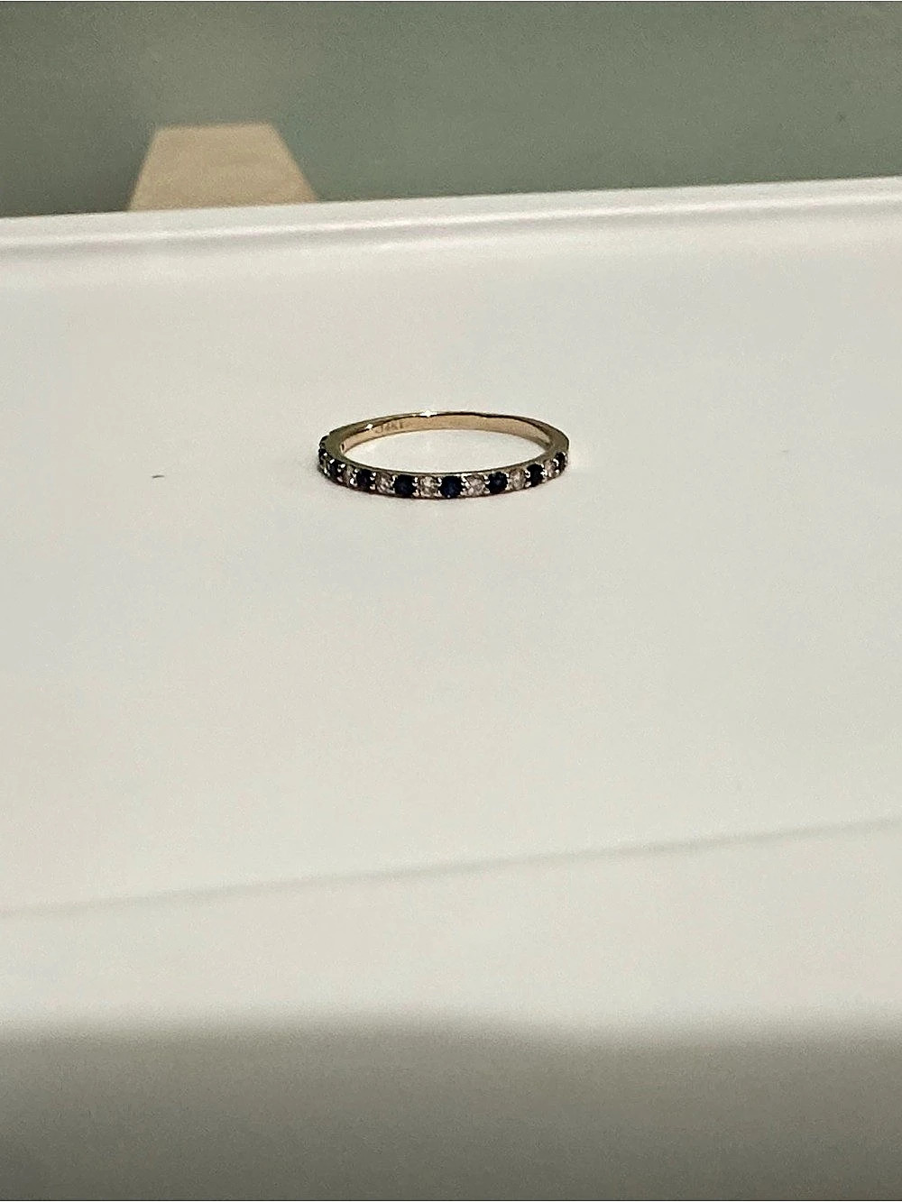 14kt Gold Ring with Diamond & Sapphires